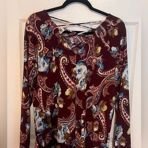 Beautiful print top with detailed back neckline